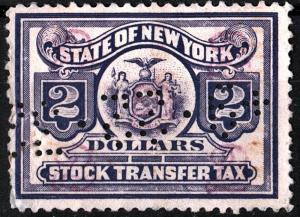 New York State $2.00 Stock Transfer Stamp (Perfin)
