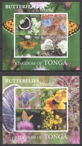 Imperf 2020 Tonga Butterflies Fauna Michel 141 Euro Rare 2Kb Mnh Fat083