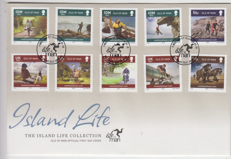 Isle of Man -  2009,  Island Life  set of 10,  on FDC