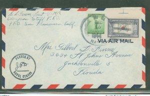 US  5c Korea Overrun Countries w/ 1c Making 6c U S Internal Airmail Rate.  Nice example of a likley Non-Philatelic Use, Dec. 15,