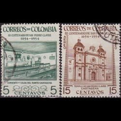 COLOMBIA 1954 - Scott# 627+C258 St.Peter Claver Set of 2 Used