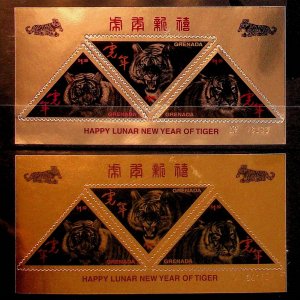 GRENADA Sc 2733-34 NH GOLD & SILVER S/S OF 1998 - YEAR OF THE TIGER - (DF25)