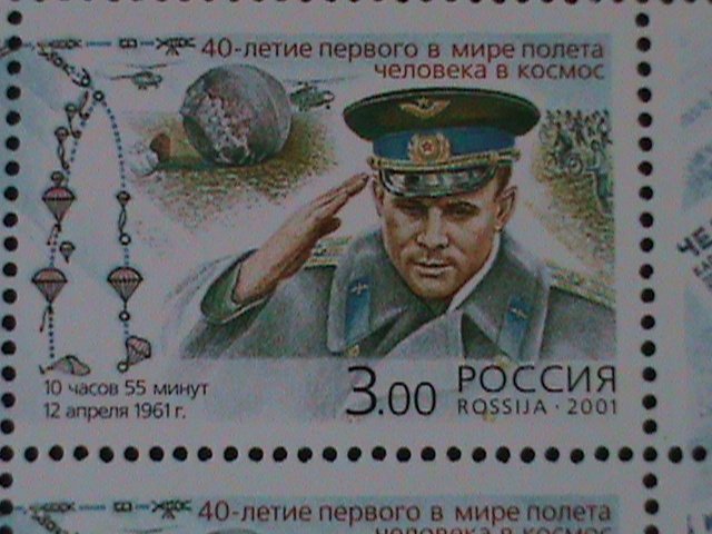 ​RUSSIA-2001-SC#6634C-40TH ANNIVERSARY-MANDED SPACE FLIGHT SHEET -MNH -VF