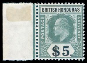 MOMEN: BRITISH HONDURAS SG#93 1907 MINT OG *NH* MARGIN COPY