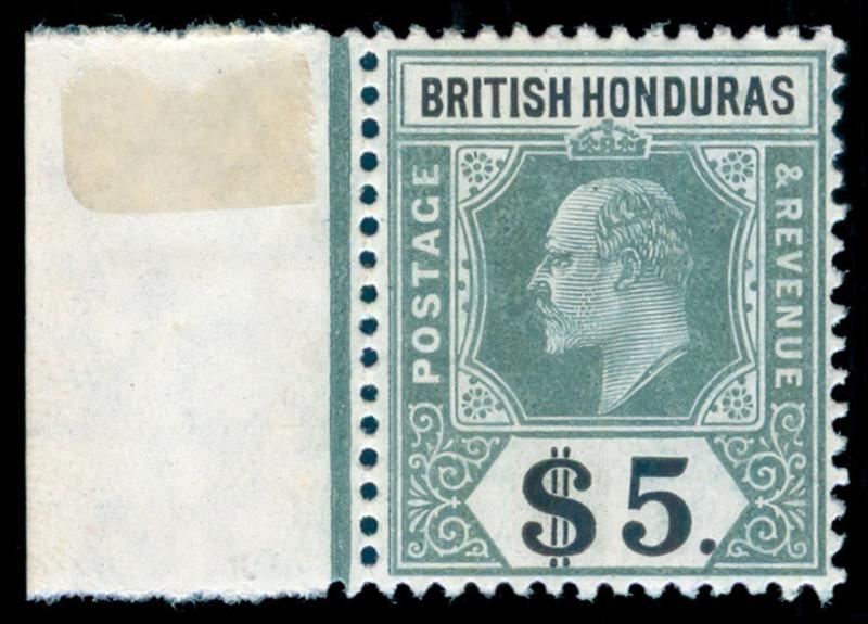 MOMEN: BRITISH HONDURAS SG#93 1907 MINT OG *NH* MARGIN COPY