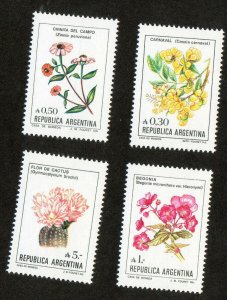 Argentina 4 diff mnh stamps flowers Scott 1522,1523,1524,1526