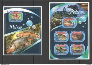 2016 Guinea-Bissau Fish Fauna Marine Life Peixes 1Kb+1Bl ** Stamps St837