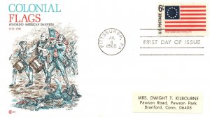 1968 FDC - Colonial Flags - Cover Craft Cachet - 6c Stamp - F25267