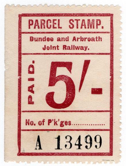 (I.B) Dundee & Arbroath Joint Railway : Parcel Stamp 5/- 