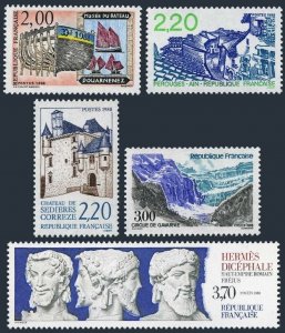 France 2116-2120, MNH. Hermes Dicephalus, Ship Museum, Chateau, Views, 1988.