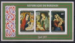 BURUNDI 1977 RELIGIOUS PAINTINGS BY RAPHAEL,CORREGGIO,LEONARDO IMPERFORATED M...