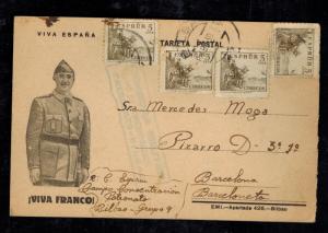 1939 Bilbao Spain Patronato Internment camp postcard cover to Barcelona