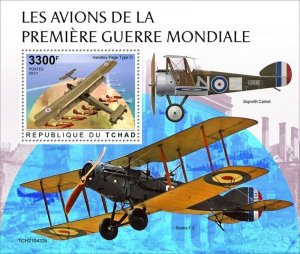 Chad - 2021 World War I Planes - Stamp Souvenir Sheet - TCH210433b