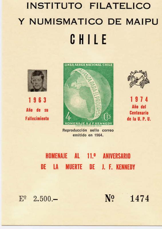 Chile 1974 Sc#C254 John F.Kennedy/UPU Centenary/Alliance for Progress S/S MNH