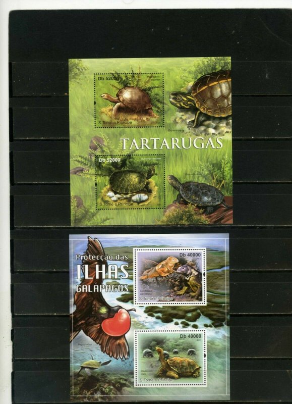 ST.THOMAS & PRINCE ISLANDS 2011 FAUNA TURTLES 2 SHEETS OF 2 STAMPS MNH 