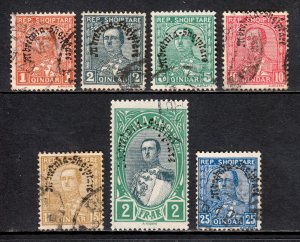 ALBANIA — SCOTT 227//235 — 1928 KINGDOM OF ALBANIA OVERPRINTS — USED — SCV $36