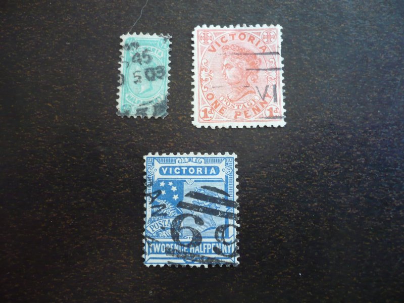 Stamps - Victoria - Scott# 193-194,197 - Used Part Set of 3 Stamps