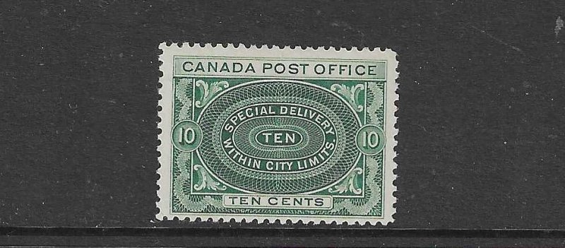 CANADA SCOTT #E1 1898 SPECIAL DELIVERY 10 C (BLUE GREEN)  MINT  HINGED