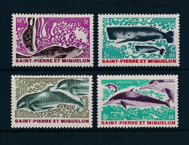 [49056] Saint Pierre & Miquelon 1969 Marine life Whales Dolphin Seal MNH