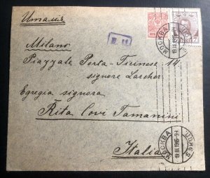 1915 Moscow Russia Cover To Milan Italy Stamp Sc# 75 92