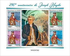 NIGER - 2022 - Joseph Haydn - Perf 4v Sheet - Mint Never Hinged