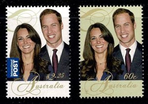 Australia 2011 Royal Wedding - William & Catherine  Set of 2 MNH