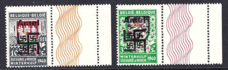 BELGIUM B264-B265 AMEL OVERPRINTS OG NH F/VF BEAUTIFUL GUM WITH LATHEWORK