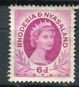 RHODESIA NYASALAND; 1954 early classic issue type Mint hinged 6d. value