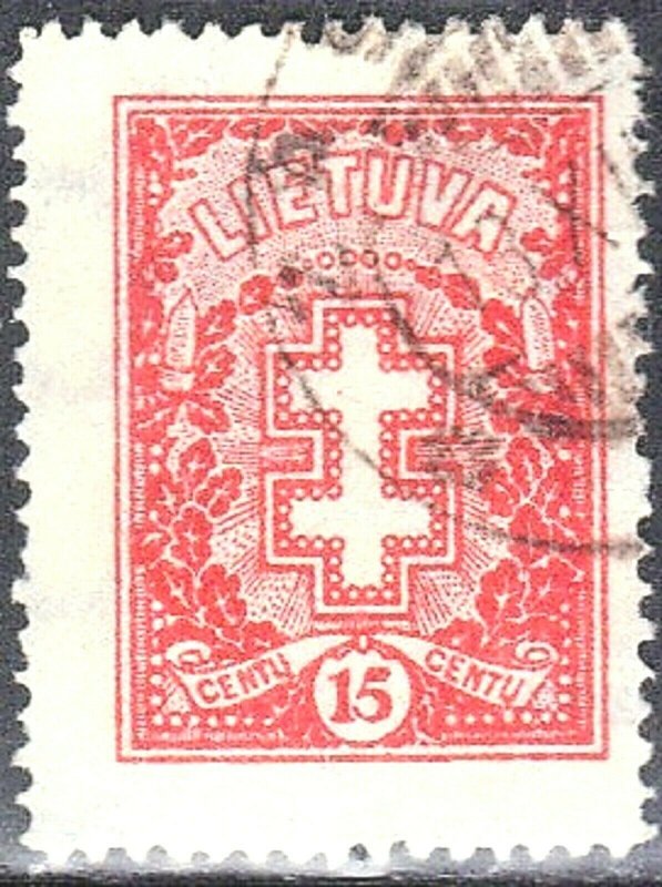 LITHUANIA SCOTT #214+217+247 **USED** 1927-30 DOUBLE BARRED CROSS   SEE SCAN