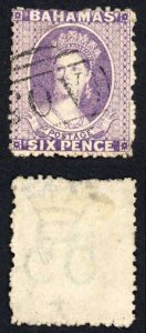 Bahamas SG31x 6d Deep Lilac wmk CC reversed Perf 12 Cat 60 pounds