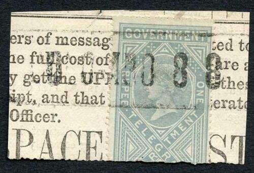 Ceylon Telegraph SGZT4 1r (Type 1) used with Colombo (type 1) cancel Cat 85+++ 