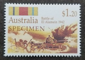 Australia 50th Anniv World War II Battles 1992 Army (SPECIMEN stamp) MNH *rare