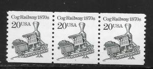 United States 2463 20c Cog Railway PNC Strip of 3 Plate 1 MNH