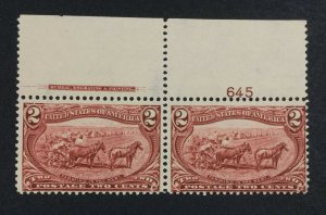 MOMEN: US STAMPS #286 PLATE IMPRINT PAIR MINT OG NH LOT #70978