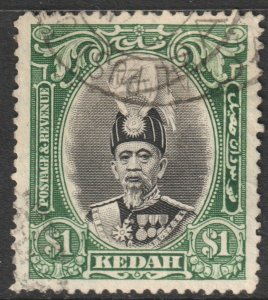 Malaya Kedah Scott 52 - SG66, 1937 Sultan $1 used