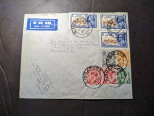 1935 British Singapore Straits Settlements Airmail Cover to Glasgow England