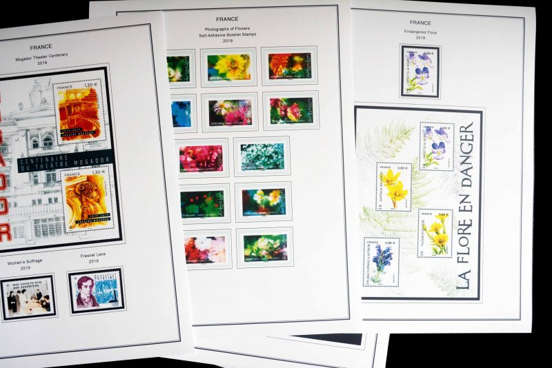 COLOR PRINTED FRANCE 2019-2020 STAMP ALBUM PAGES (63 illustrated pages)