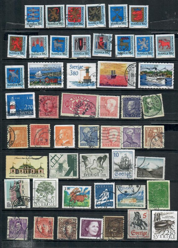 SWEDEN MIX x48 ALL DIFFERENT USED LOT h A