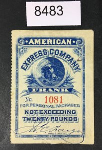 US STAMPS # 1l AMERICAN EXPRESS LABELS CV. $ LOT #8483