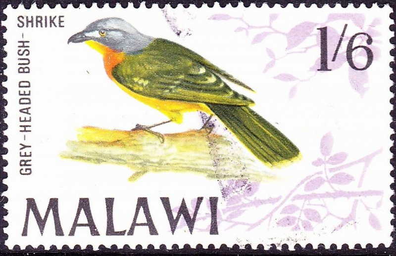 MALAWI 1968 1/6 Multicoloured Grey-Headed Bush Spike SG317 Used