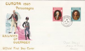 Guernsey Europa 1980 FDC pmk Alderney