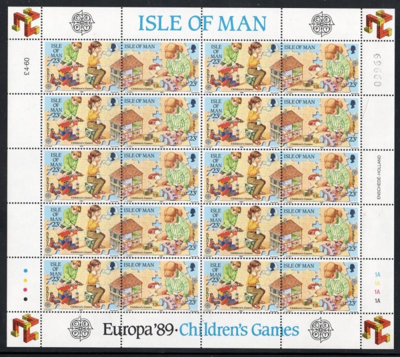 Isle of Man Sc 395-98 1989 Europa, Children's Games stamp set in sheets mint NH