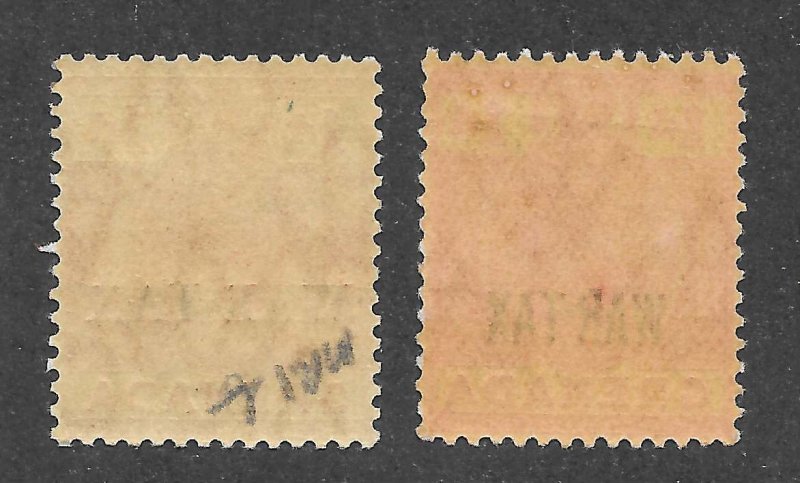 Grenada Scott MR1-MR2 Unused VLHOG - 1916 War Tax Stamps - SCV $2.80