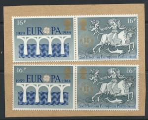 Great Britain SG 1249a pair and 1251a pair no postal cancel - on piece
