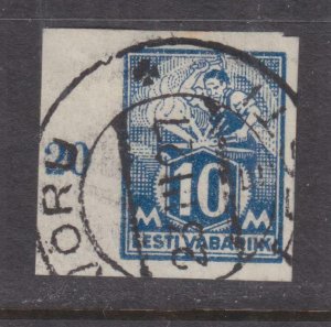 ESTONIA, 1922 Blacksmith, imperf. 10m. Blue, used.