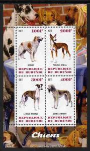Burundi 2011 Dogs #6 perf sheetlet containing 4 values un...