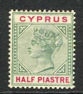 CYPRUS; 1894 classic QV Crown CA issue fine Mint hinged 1/2pi. value