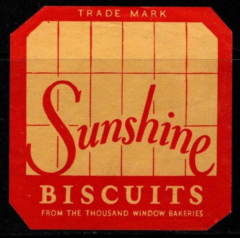 Vintage Die Cut Label Sunshine Biscuits From the Thousand Window Bakeries MNH