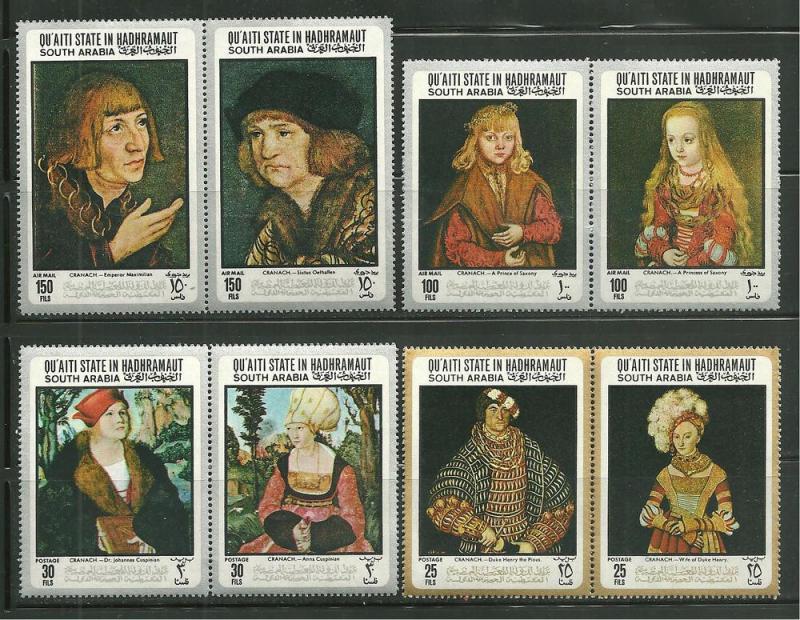 Qu'aiti State in Hadhramaut MI 147a-54a MNH Cranach Painting