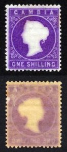 Gambia SG36b 1/- Aniline Violet Colour Characteristically Suffused M/M Cat 1100